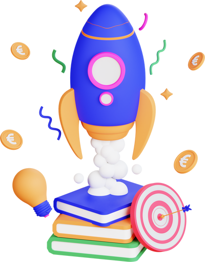 3D Rocket Business Illustration